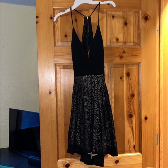 black dress zipper front Clarissa Rhinestone And Pearl Mini Dress